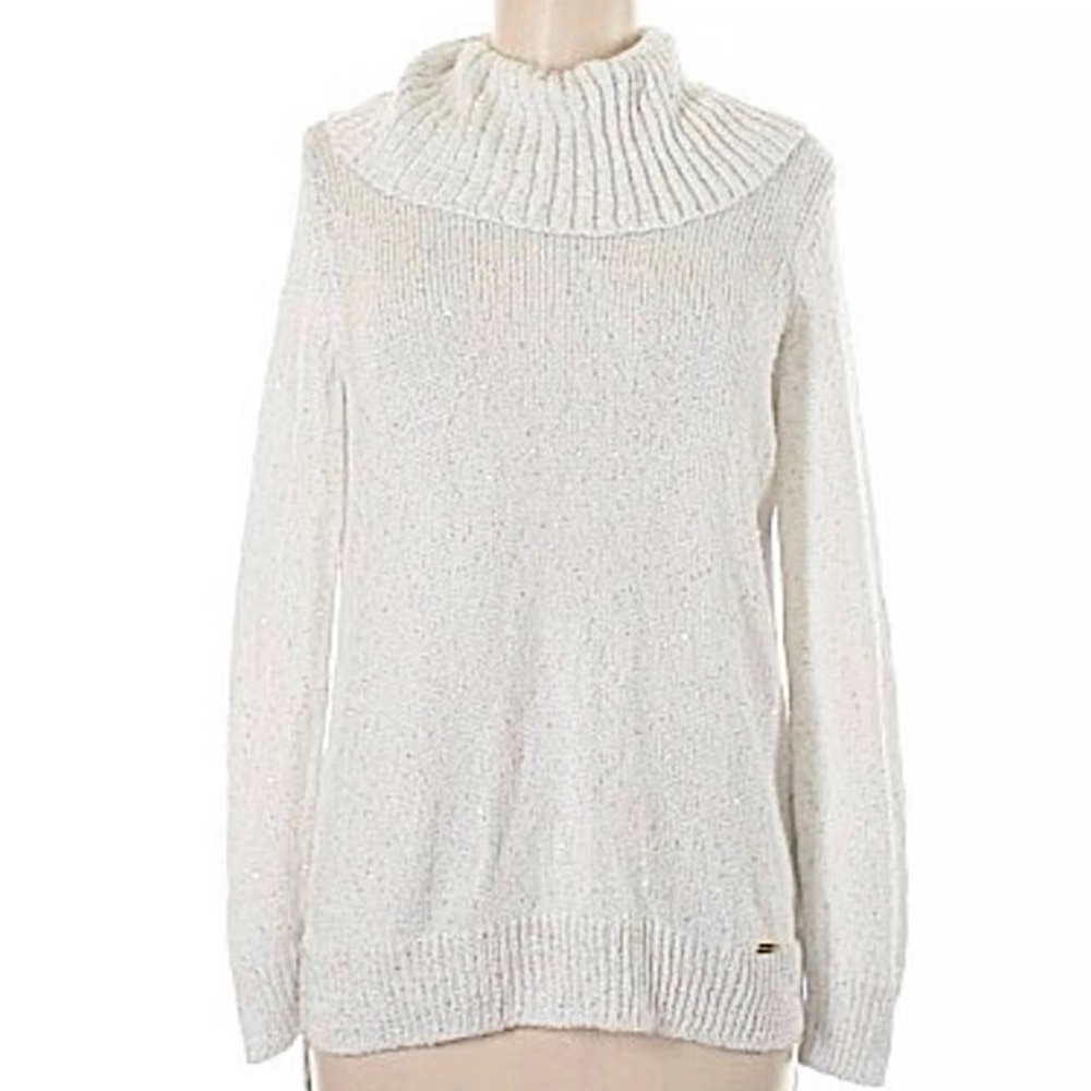 MICHAEL KORS BONE WHITE SEQUIN
EMBELLISHED COWL NECK SWEATER